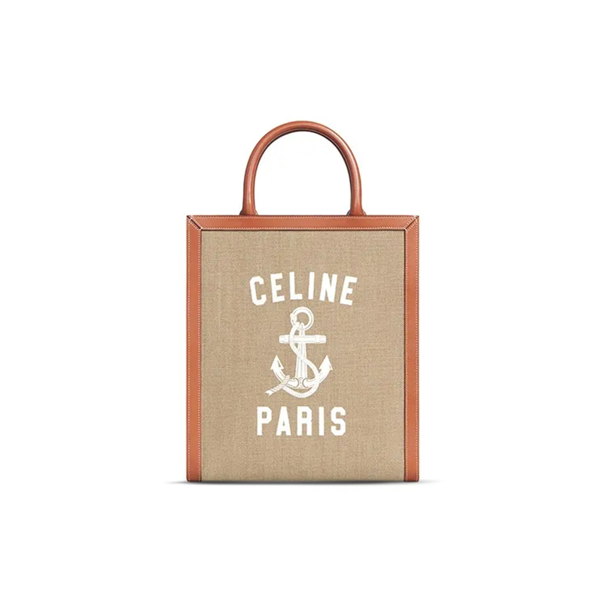 CELINE SMALL TOTE IN CABAS SULKY PRINTED FABRIC AND COWHIDE LEATHER 192082DFT.02NT (32*29*8cm)